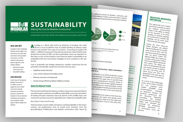 brochure on sustainability in modular building studies