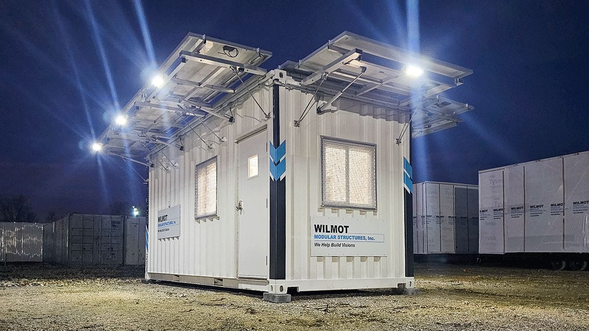 Wilmot Modular’s newest line of mobile storage and office buildings is set to expand the reach of modular buildings into remote locations. Their Smart Line – Hybrid Series of container offices and storage buildings provides almost instant connectivity and power in locations that are off-grid, on-grid, or anywhere in between.