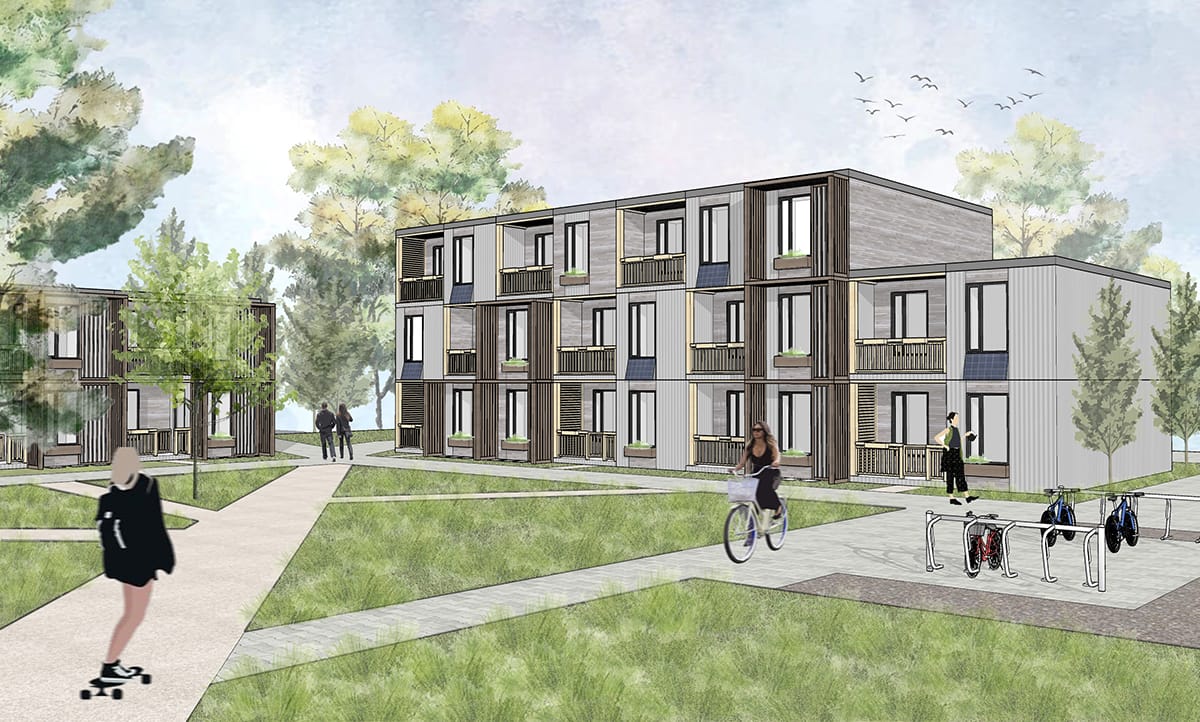Modular construction rendering from 2023 UNB OCRC Student Competition winners