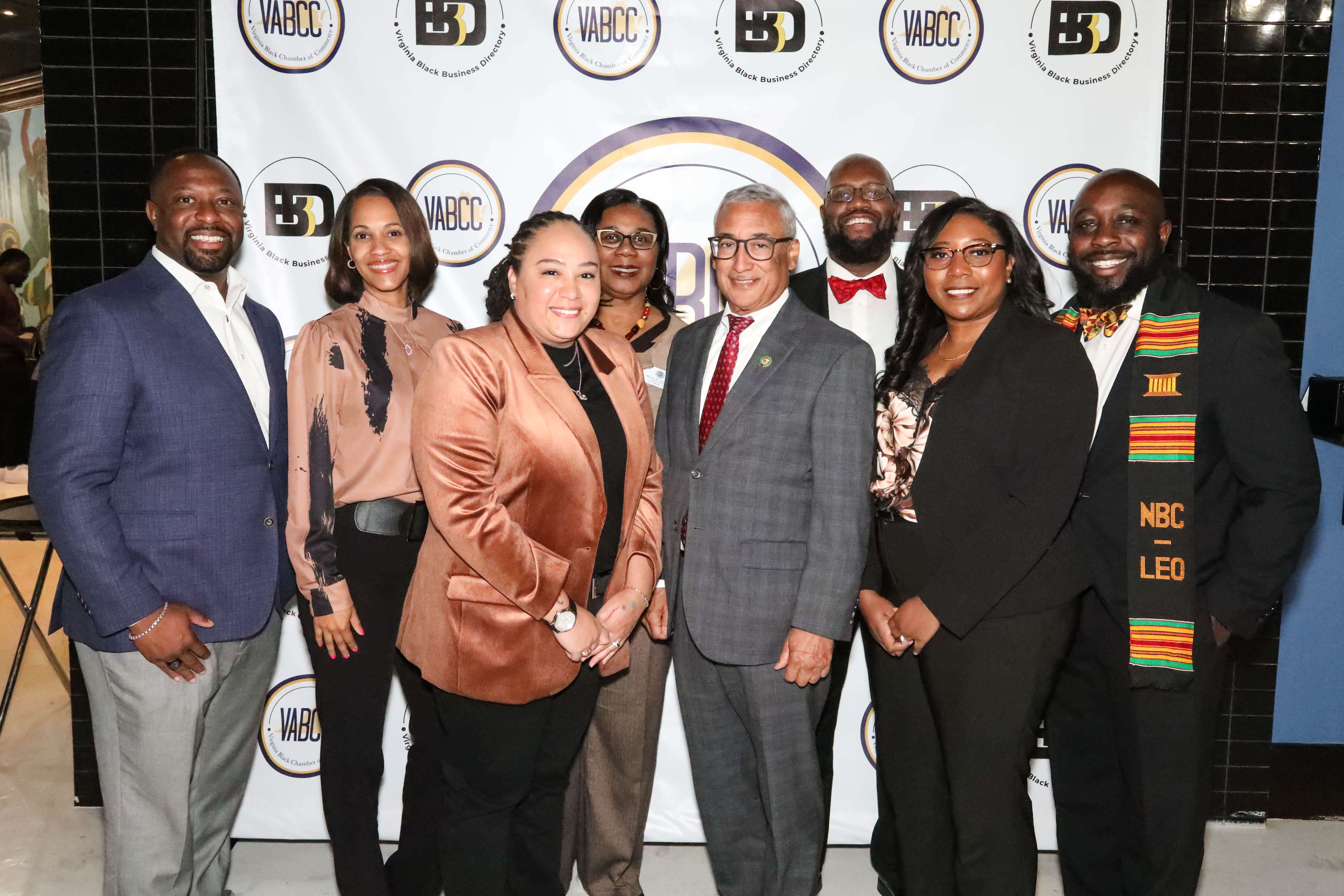 In this Photo Left to Right: Christopher B. Jones, a Councilman of Harrisonburg, Tiffany Boyle, Commissioner of Revenue in Newport News, Tracey J. Hall the Executive Vice President of the Virginia Black Chamber of Commerce, Mamie B. Johnson, a City Councilwoman of Norfolk, Congressman Bobby Scott, John T. Chapman, a City Councilman of Alexandria, Ernisha M. Hall the President & CEO of the Virginia Black Chamber of Commerce, and Derrick R. Wood, Mayor of Dumfries. In this Photo Left to Right: Christopher B. Jones, a Councilman of Harrisonburg, Tiffany Boyle, Commissioner of Revenue in Newport News, Tracey J. Hall the Executive Vice President of the Virginia Black Chamber of Commerce, Mamie B. Johnson, a City Councilwoman of Norfolk, Congressman Bobby Scott, John T. Chapman, a City Councilman of Alexandria, Ernisha M. Hall the President & CEO of the Virginia Black Chamber of Commerce, and Derrick R. Wood, Mayor of Dumfries.
