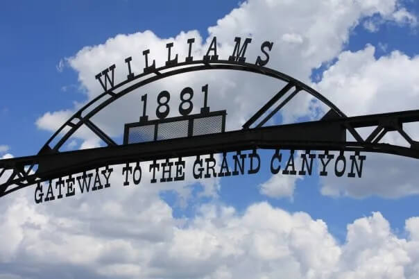 Williams 1881 Gateway to the Grand Canyon sign
