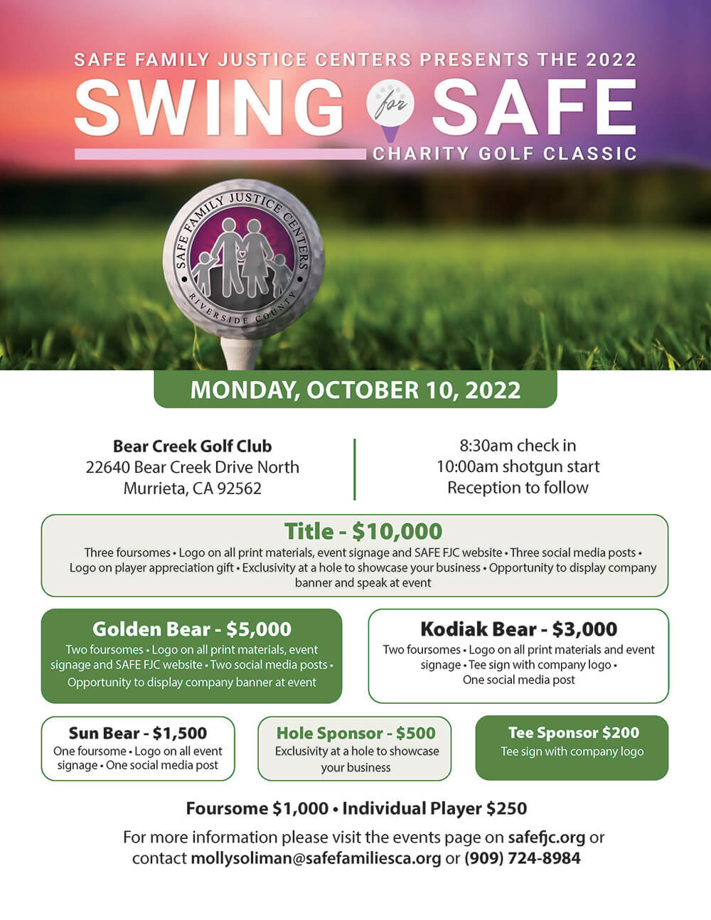 SAFE Family Justice Centers Golf Tournament