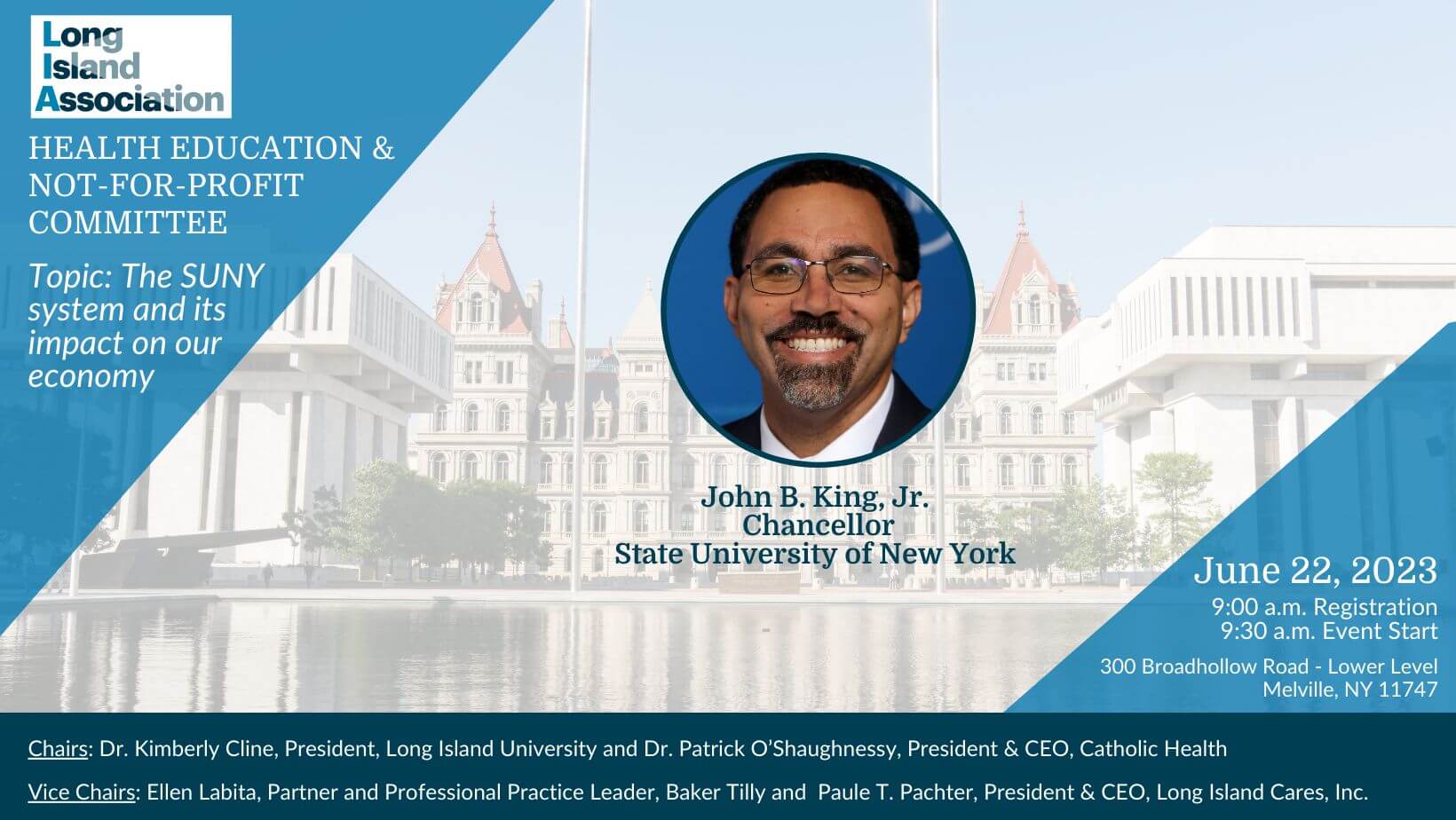 Health Education &amp; Not-for-Profit Committee - Chancellor John King (Facebook Cover)