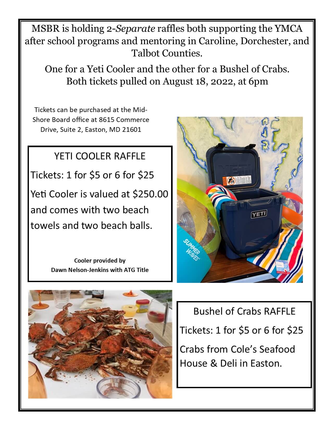 Raffle Bushel Crab-Yeti Cooler