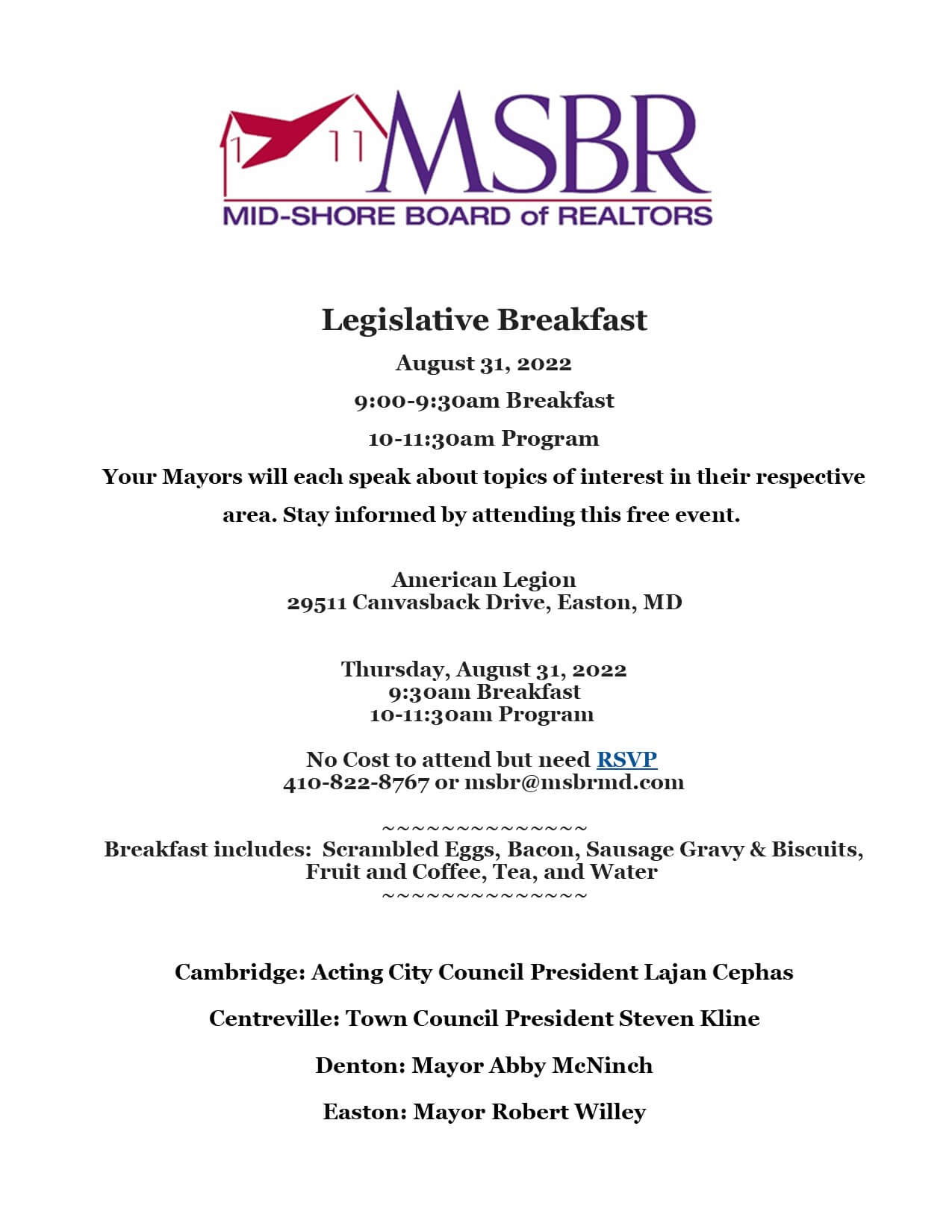 Legislative Breakfast Flyer 2022
