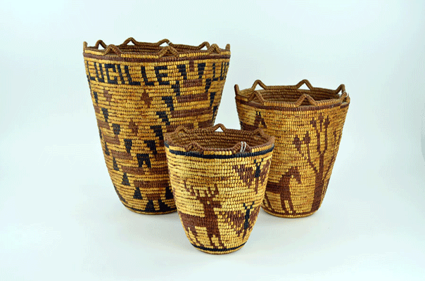 group of woven baskets