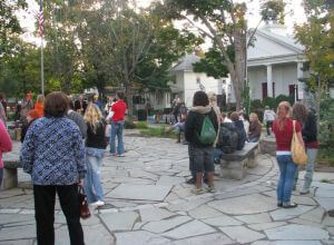 people in a plaza