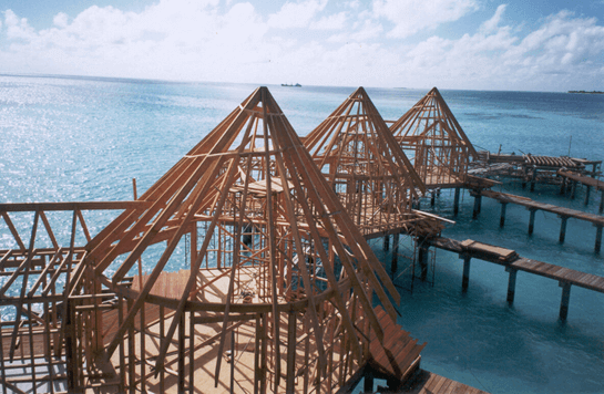 wooden construction at water's edge