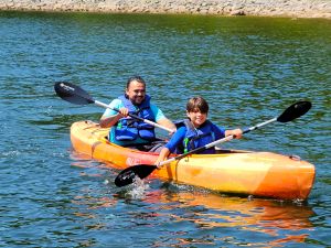 Father and Son Kayaking on Deep Creek Lake