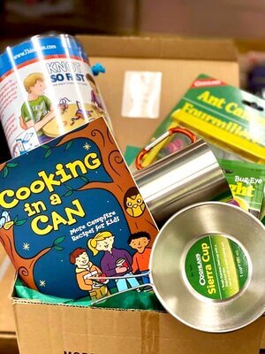 Get those kids camping with this Adventure box filled with a fun cookout on the campfire!!!