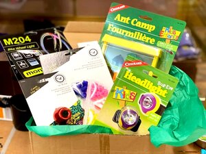 Sunny days and bikes go hand and hand! This Adventure box has everything kids need to light up their wheels and promote bike safety with bike lights and spoke beads!