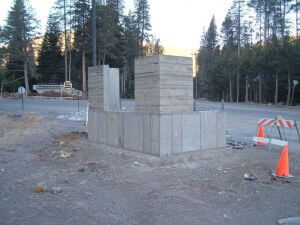 concrete base for bus shelter