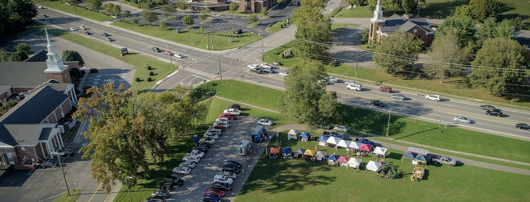 aerial of tents