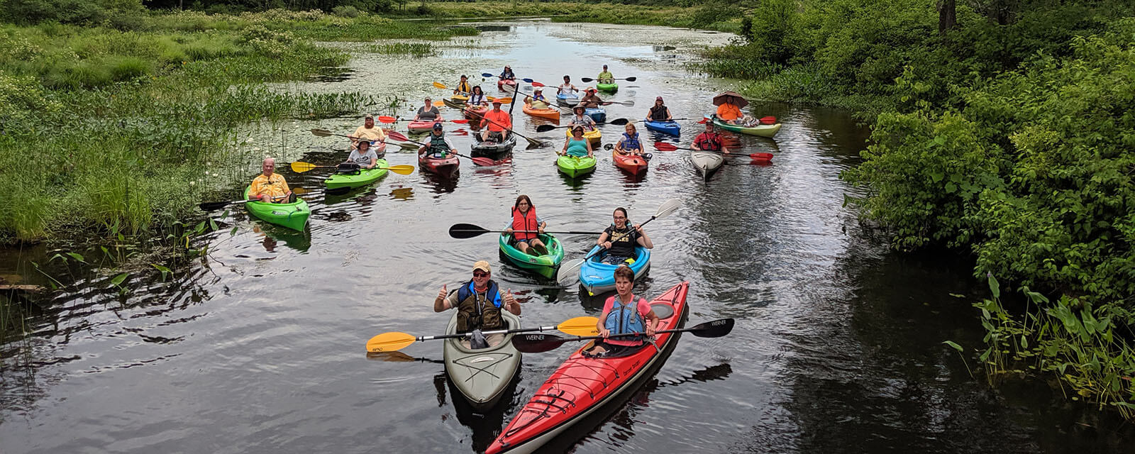 kayaks on river