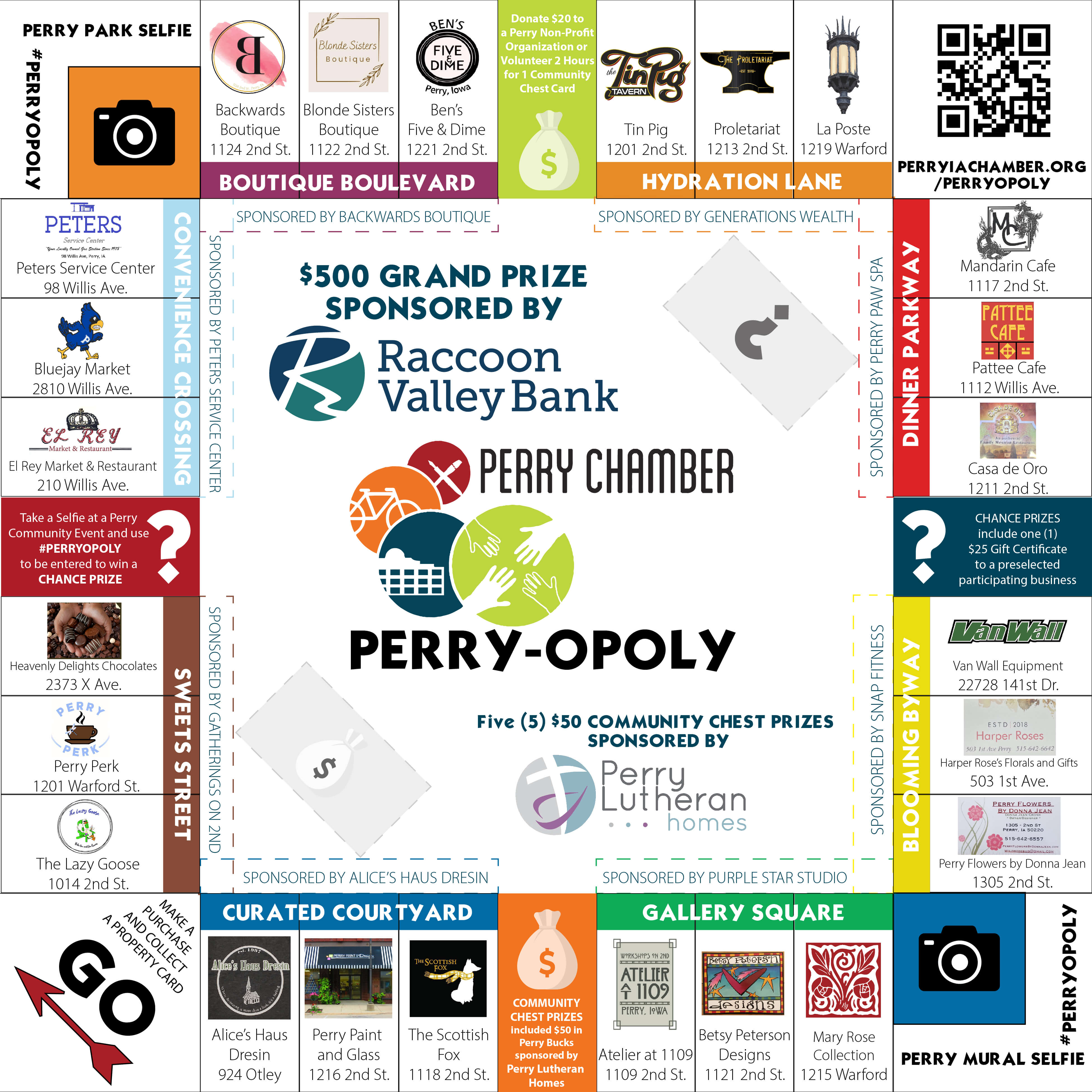 Perry-opoly Shop Local Game Board for June 2023