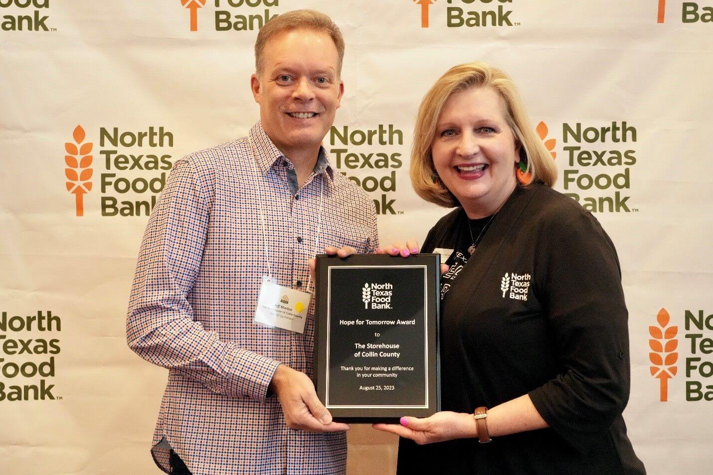 Jeff Morton with The Storehouse of Collin County and Trisha Cunningham, NTFB President &amp; CEO