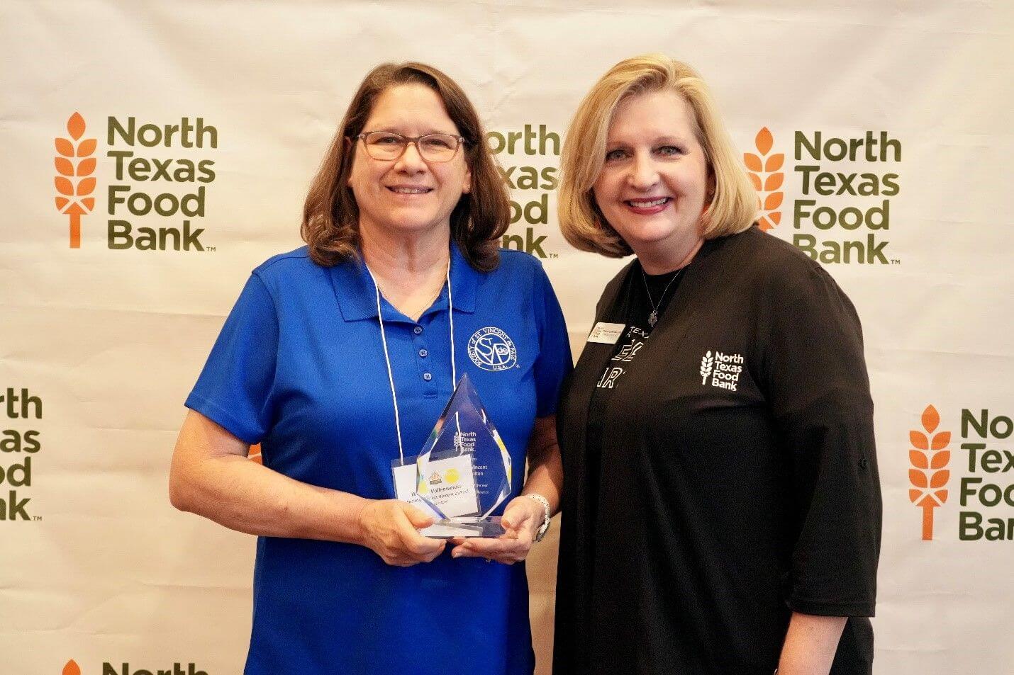 Wanda Vollenweider with The Society of St. Vincent DePaul Pantry and Trisha Cunningham, NTFB President &amp; CEO