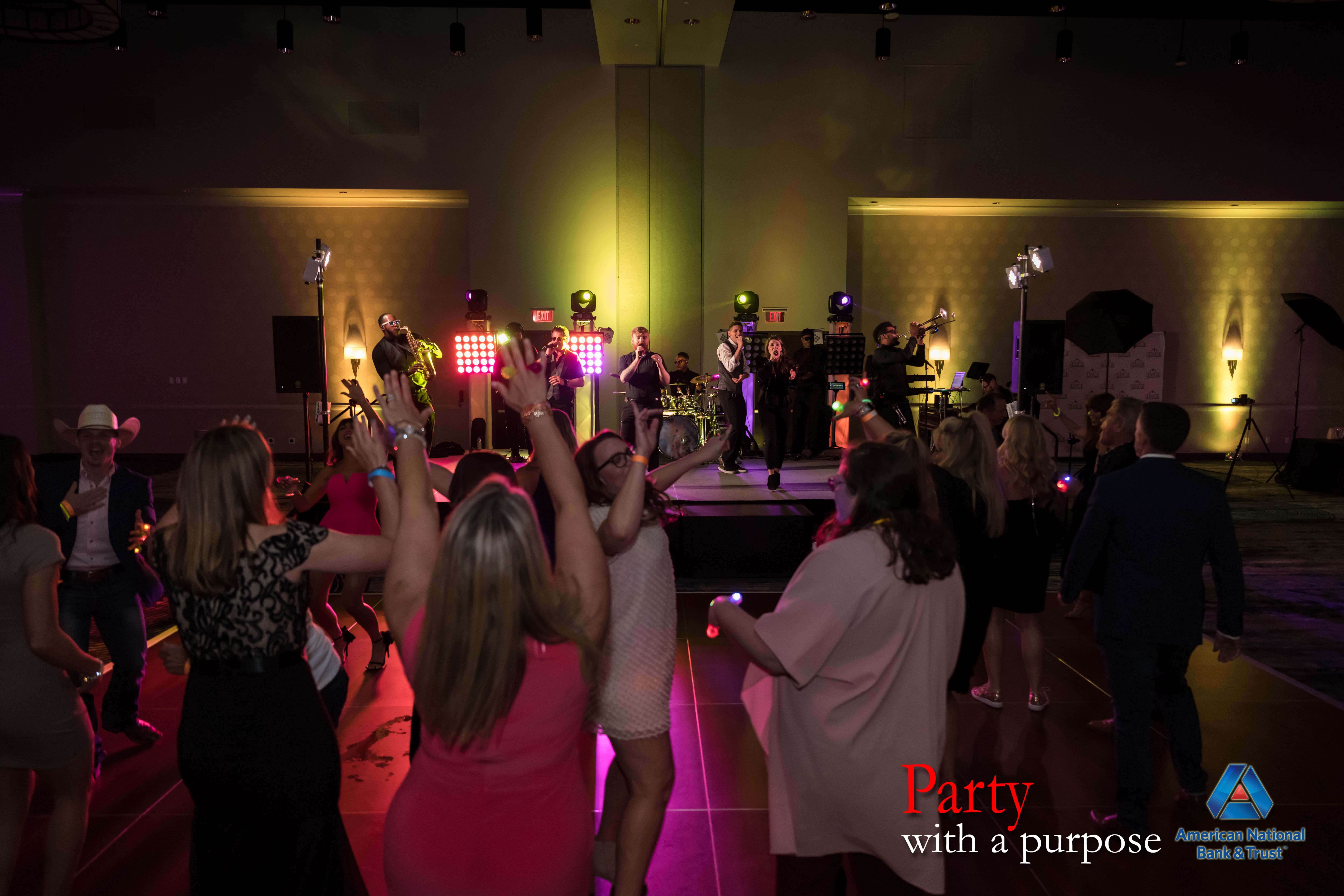 A crowded dance floor at Party with a Purpose 2021