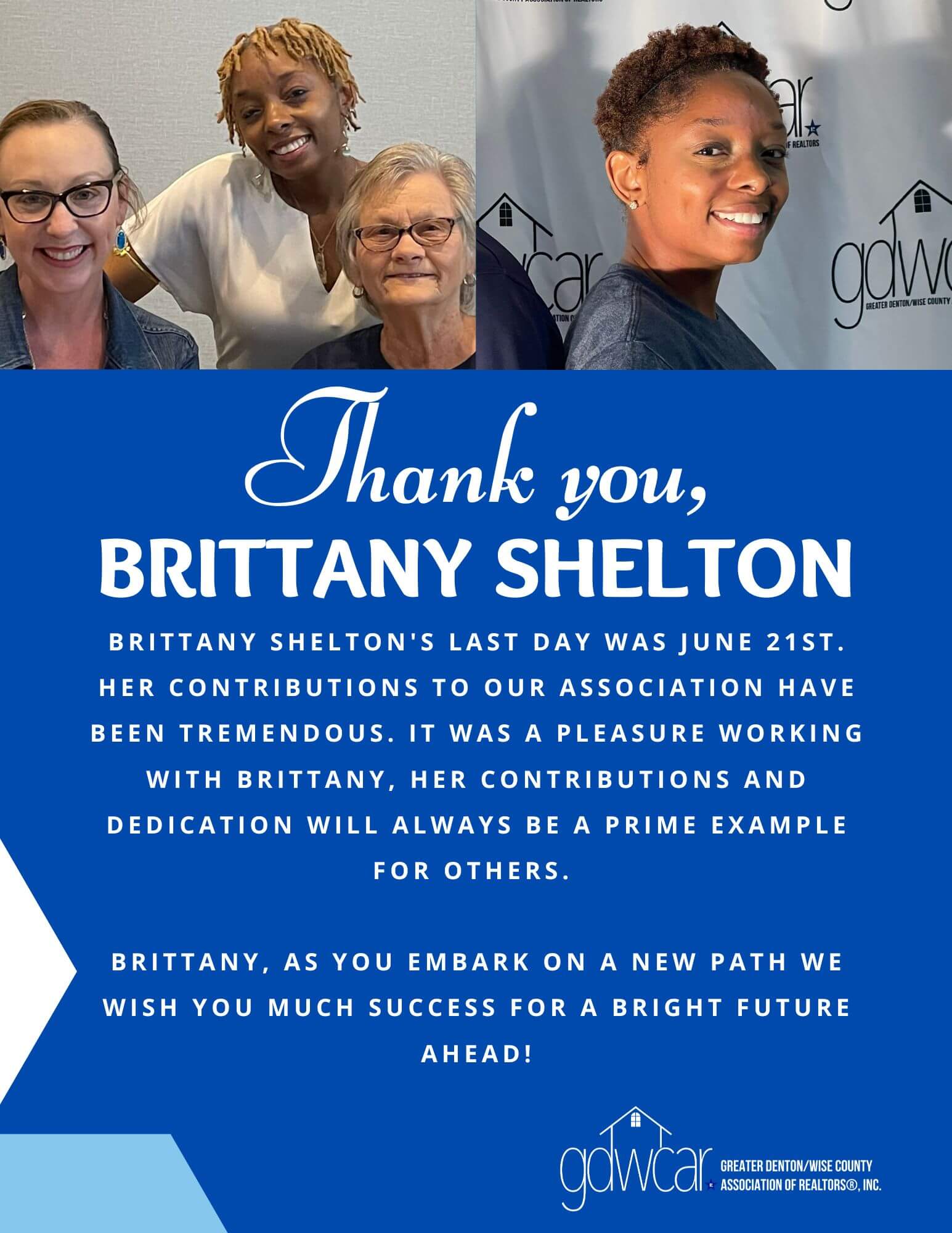 Thank You And Farewell Brittany Shelton Gdwcar