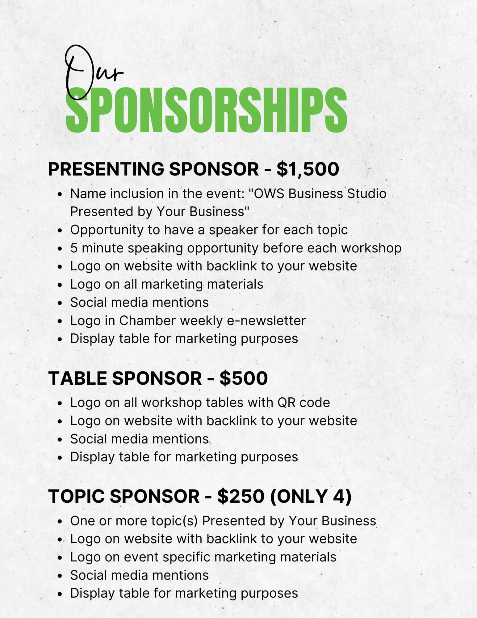 Business Studio Sponsorships