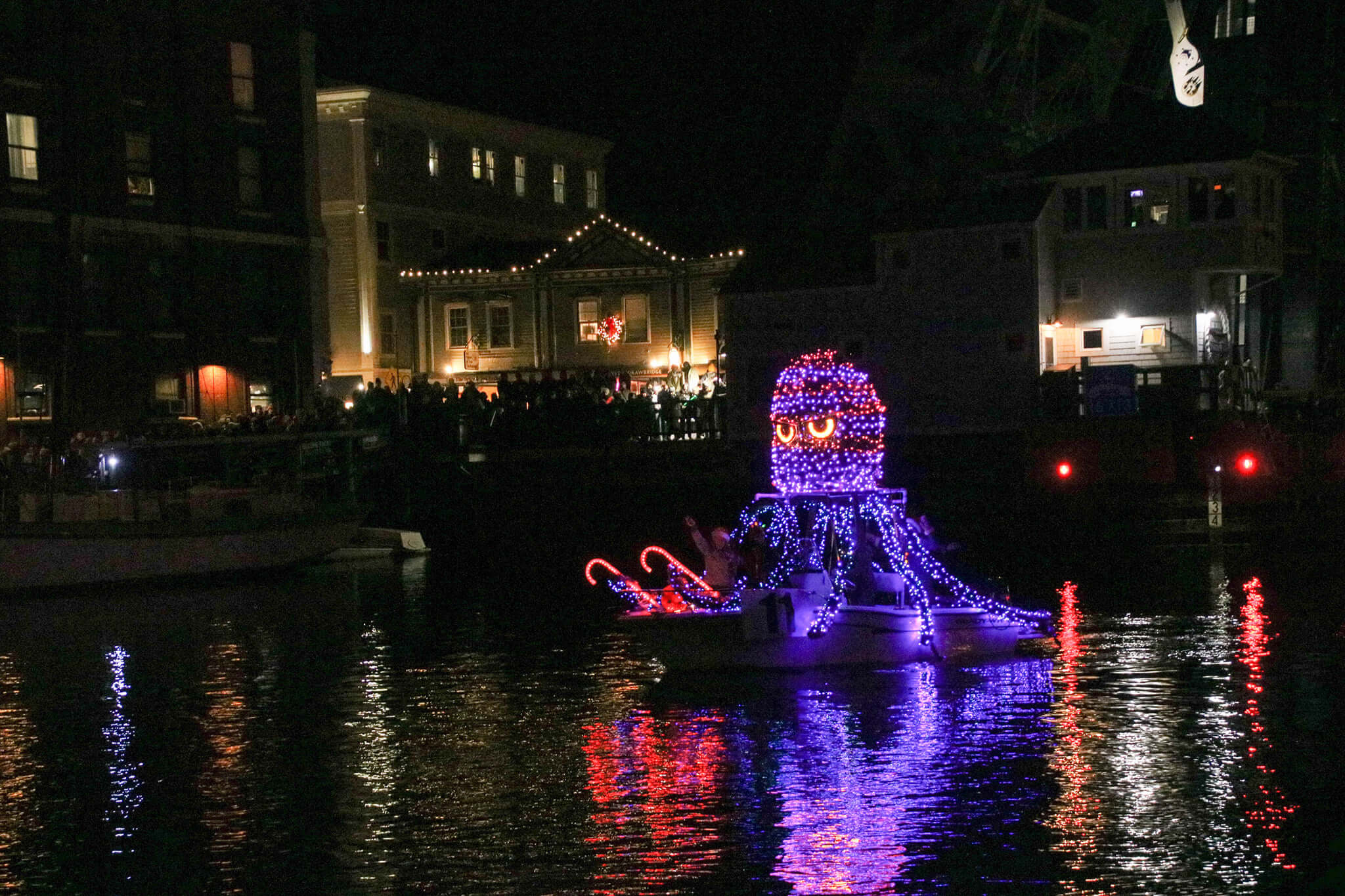 boat parade octopus lights on a boat