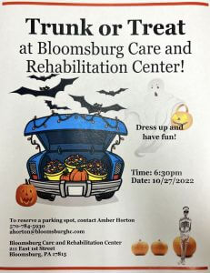 Trunk or Treat at Bloomsburg Care &amp; Rehabilitation Center