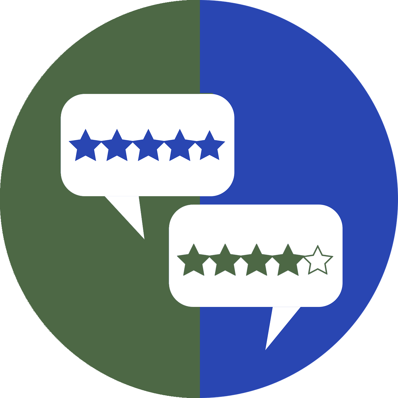 chat bubbles with review stars