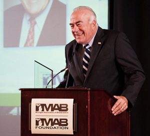 Frank Beckmann in 2015 at Michigan Broadcasting Hall of Fame ceremonies.