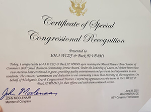wmmi wczy receives congressional recognition