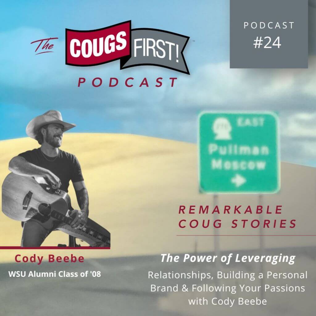 Graphic for the 24th episode of the CougsFirst! Podcast, featuring Cody Beebe