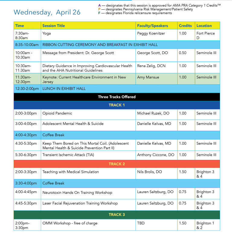 AROC Attendee Information New Jersey Association of Osteopathic