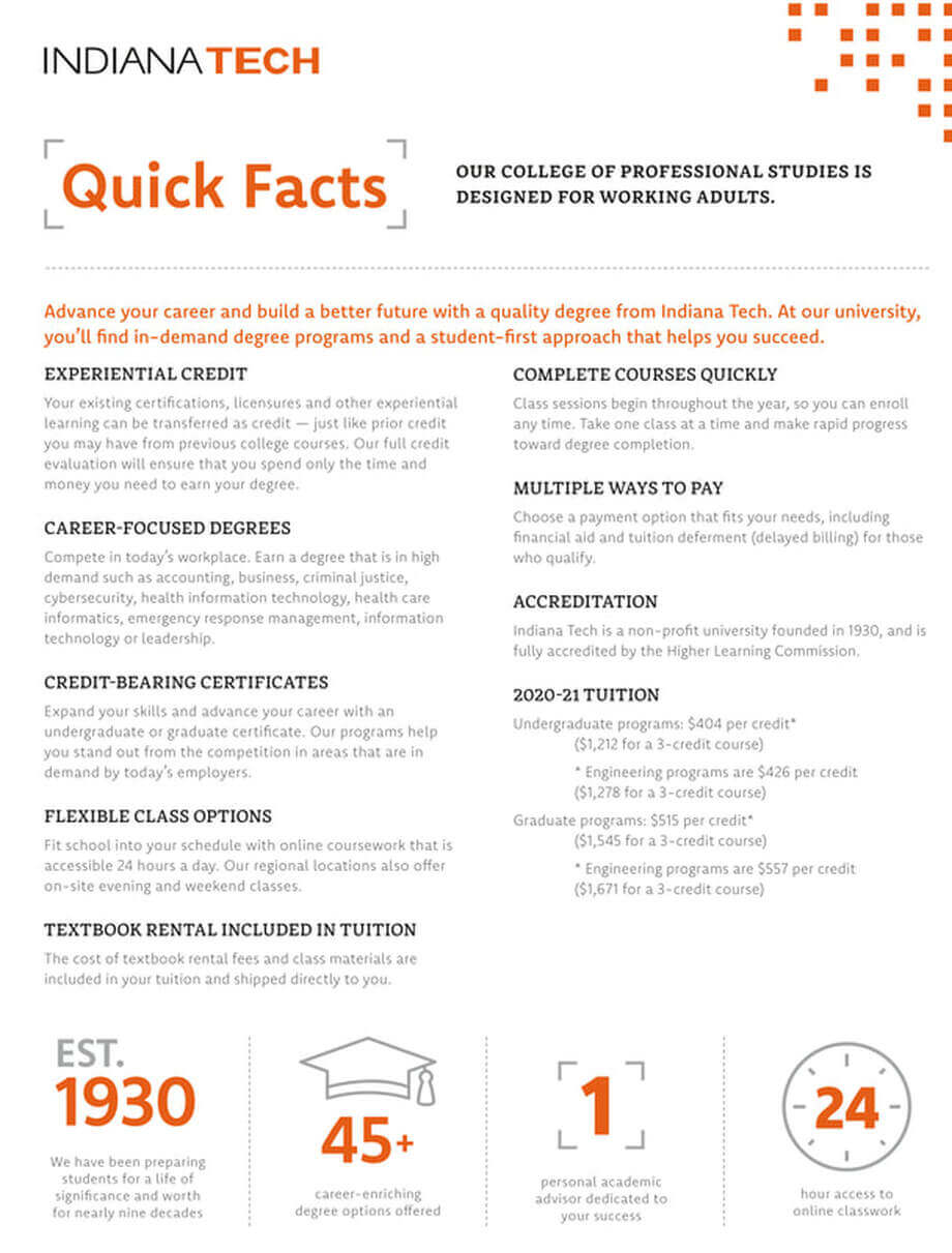 college quick fact sheet
