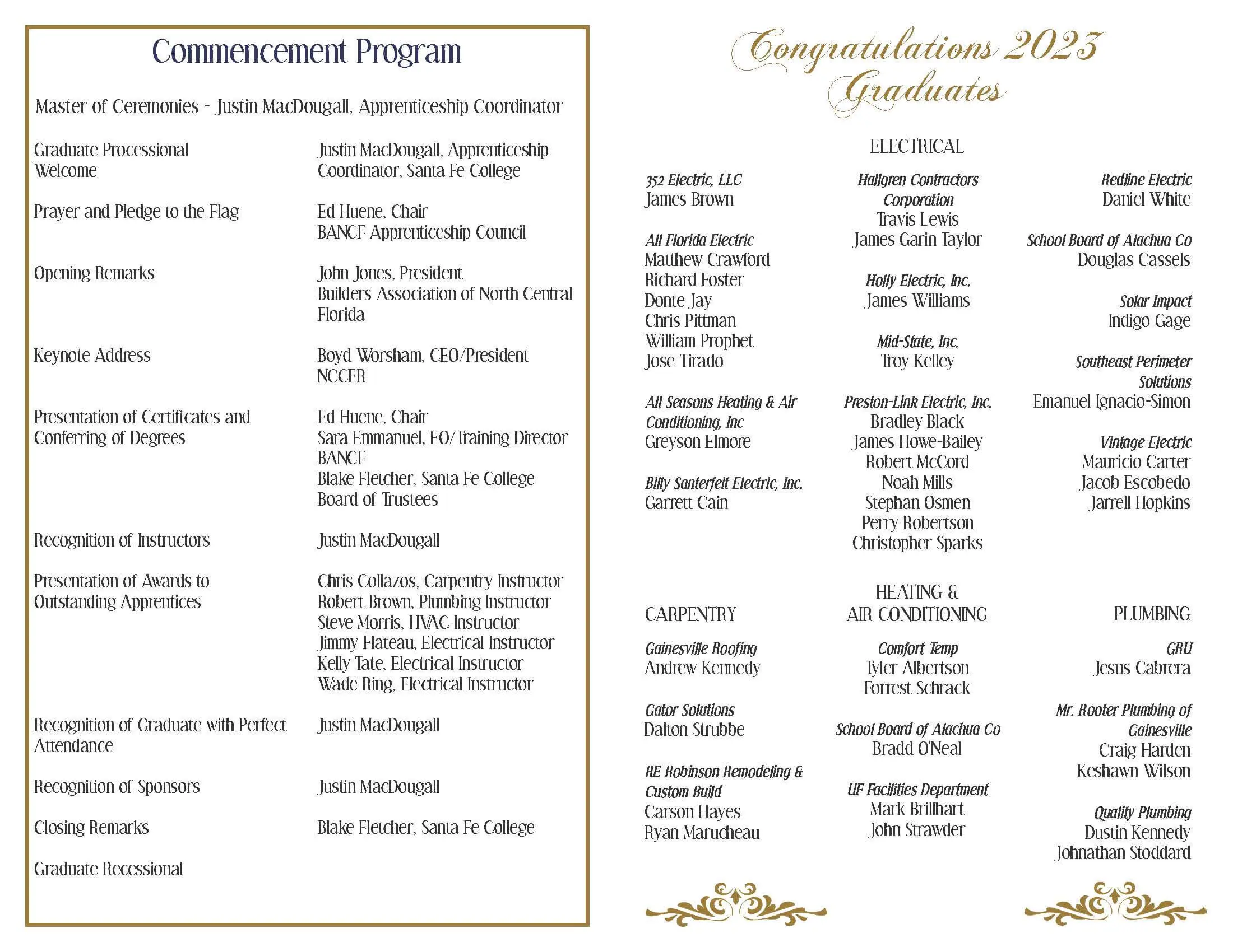 2023 Graduation - Builders Association of North Central Florida