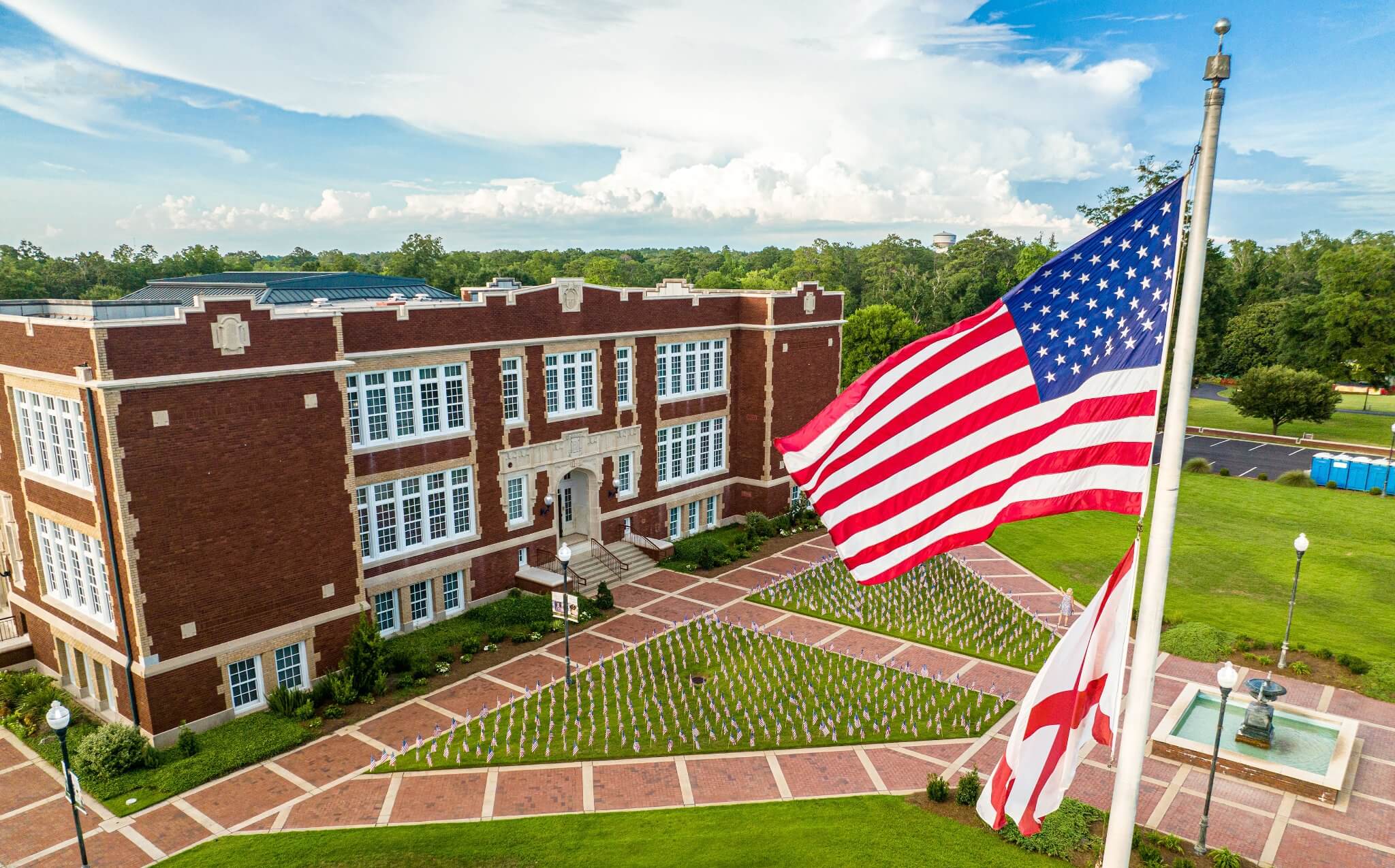 flag and building