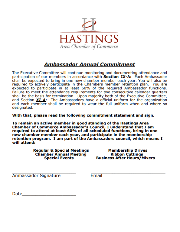 Ambassador annual commitment