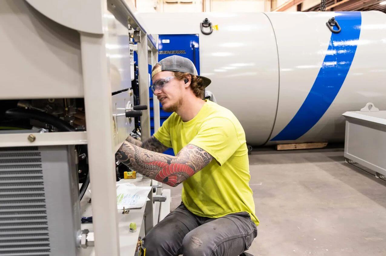 man working on machine