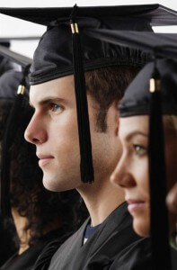 graduates with caps on