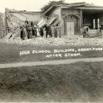 historic photo of high school after storm