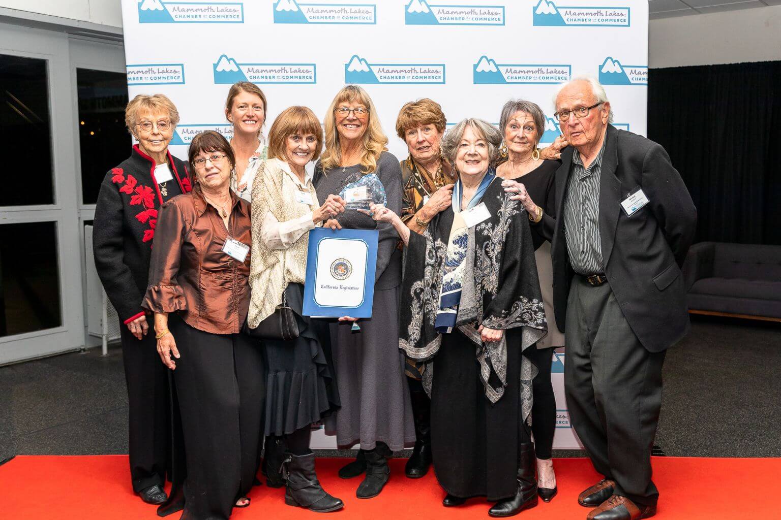 Mammoth Hospital Auxiliary staff/volunteers pose with their award for Non-Profit of the Year