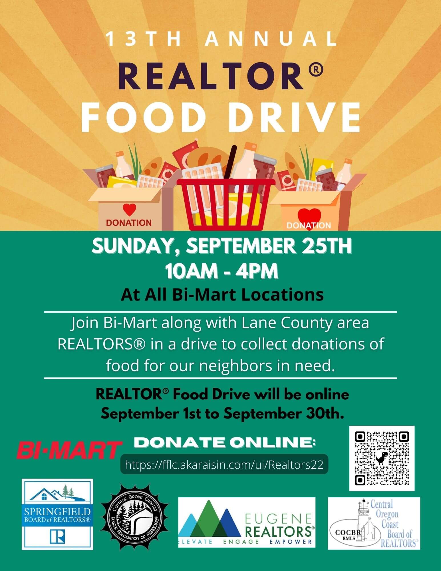 Food for lane County REALTOR food drive flyer
