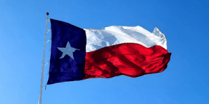 Texas Flag Flying on pole