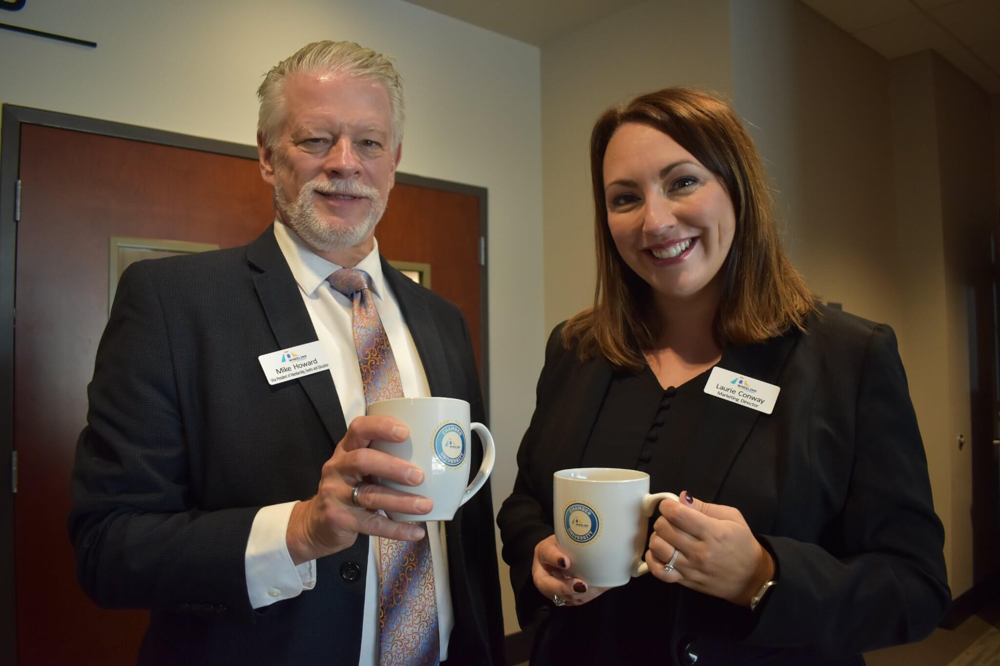 VP of Membership, Events and Education Mike Howard and Marketing Director Laurie Conway at Chamber U launch in August 2022