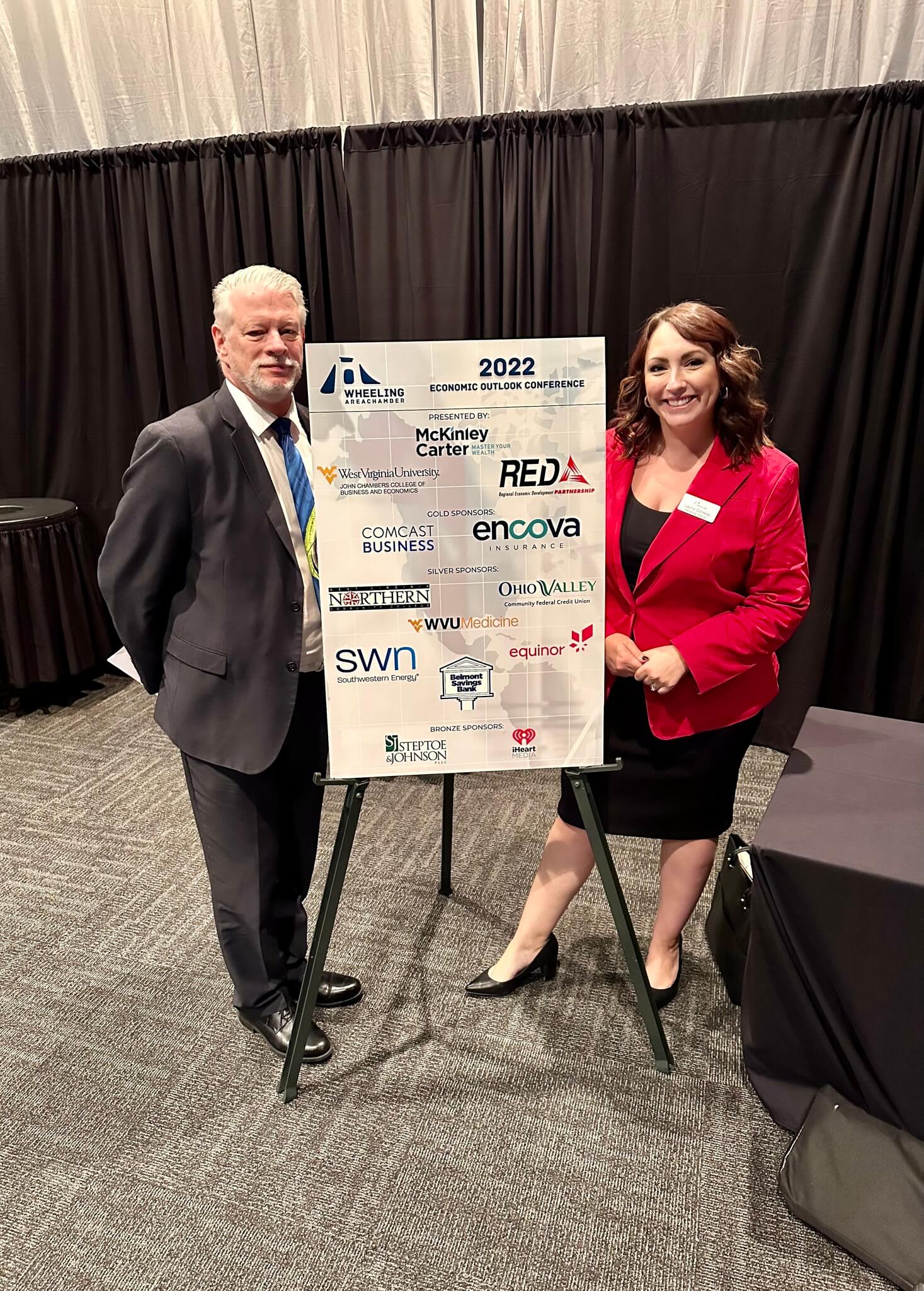 VP of Membership, Events and Education Mike Howard and Marketing Director Laurie Conway at the 2022 Economic Outlook Conference