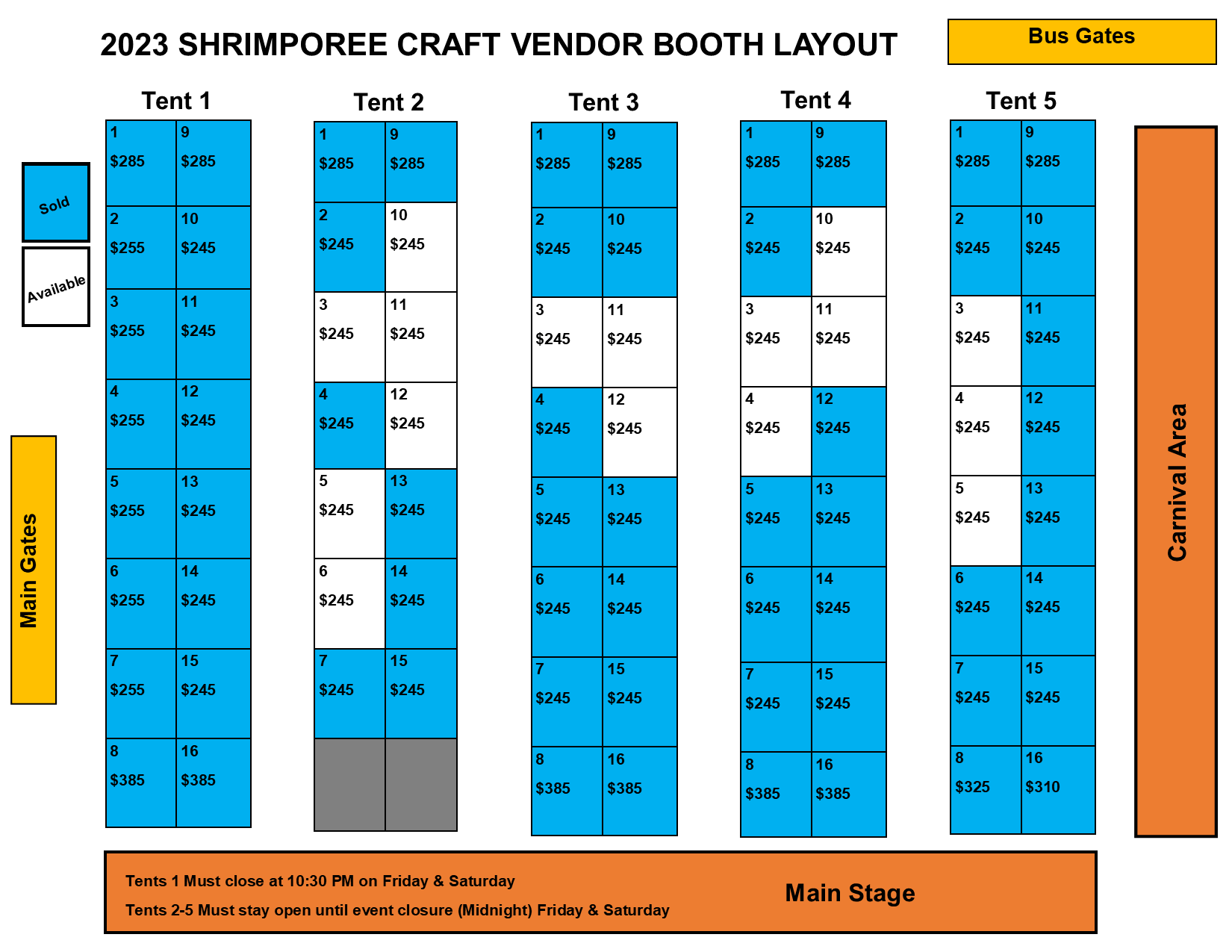 2023 Available Craft Vendor Booths 4-11-23