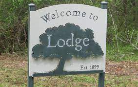 Lodge town sign