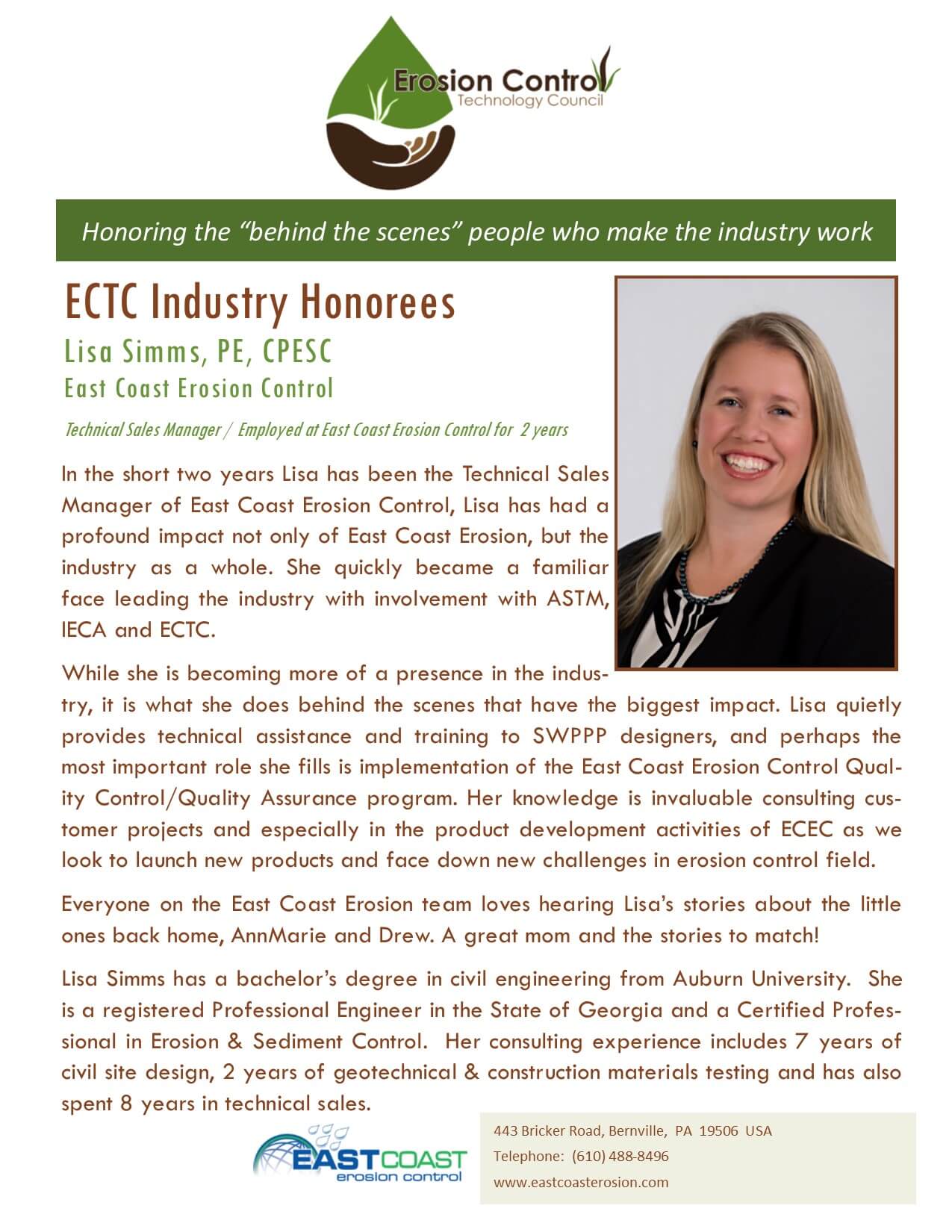 ectc_july2019_Industry Honorees_LisaSimms_EastCoast FINAL Industry Honorees