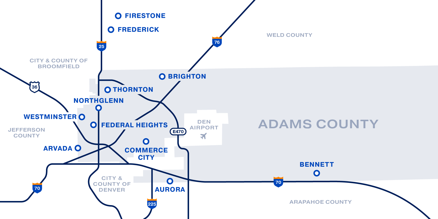 Graphic map of Adams County