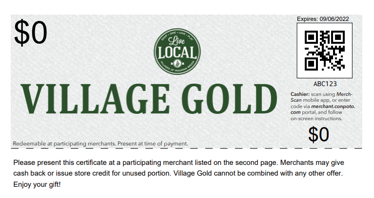 Village Gold certificate