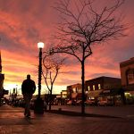 downtown at dusk