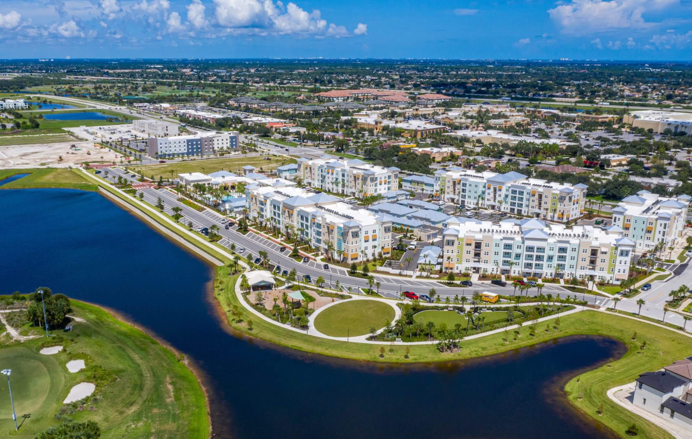 aerial building and water